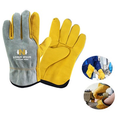 Winter style sheepskin gloves lined with wool fabric